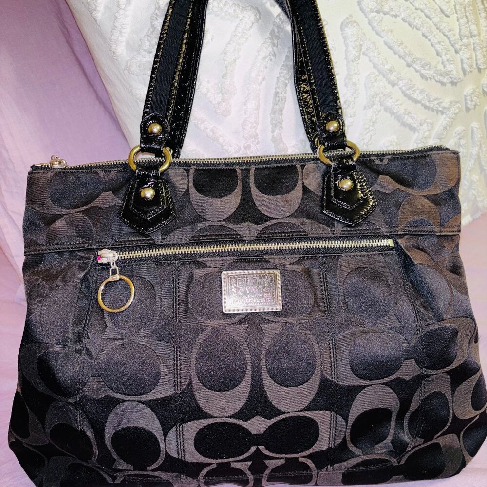 Coach Poppy Monogram Canvas Large Hobo w/ Silver Hardware